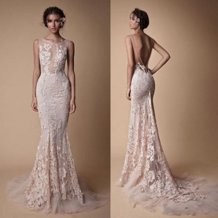 Backless mermaid wedding dresses