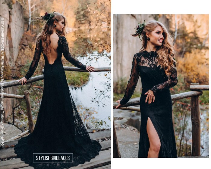 Black fall wedding dress