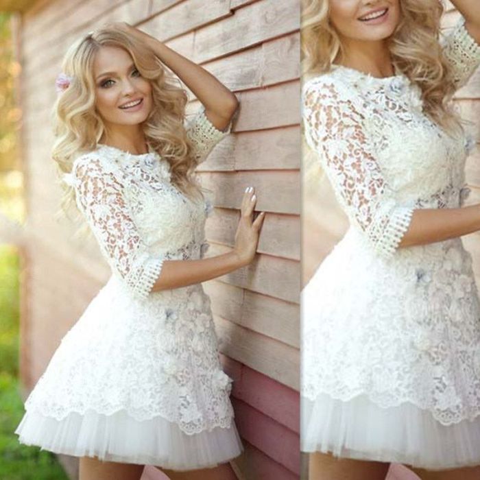 White mini dress wedding reception